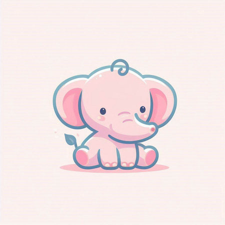 Cute cartoon elephant. Vector illustration isolated on a white background.のイラスト素材