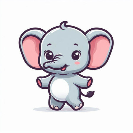 Cute cartoon elephant on a white background. Vector illustration for your designのイラスト素材