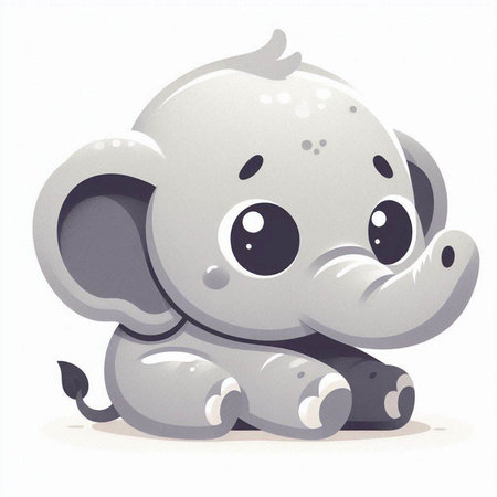 Cute baby elephant isolated on a white background. Vector illustration.のイラスト素材