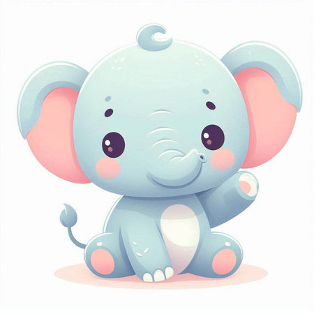 Cute cartoon elephant. Vector illustration isolated on a white background.のイラスト素材