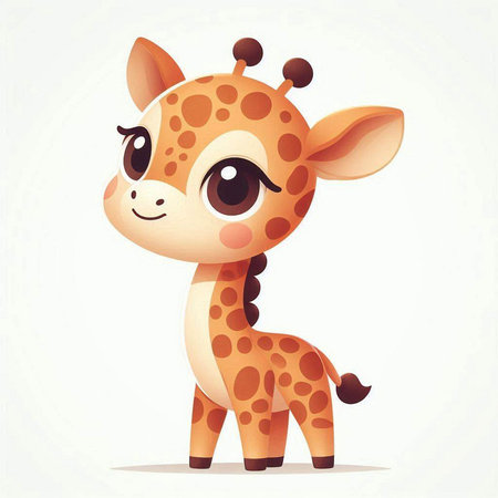 Cute cartoon giraffe isolated on white background. Vector illustration.のイラスト素材