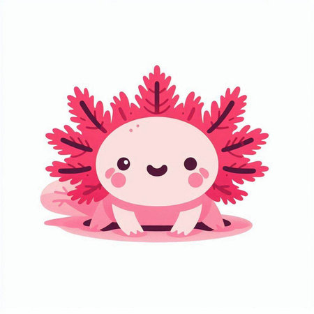 Cute pink kawaii monster. Vector illustration isolated on white background.のイラスト素材