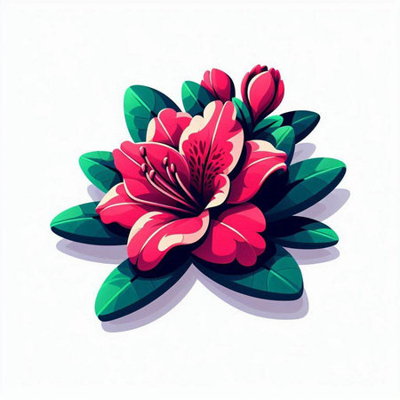 Rhododendron flower on white background. Vector illustration.のイラスト素材