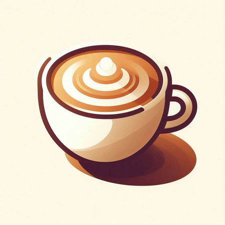 Coffee cup with cream on white background. Vector illustration.のイラスト素材