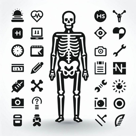 Human skeleton and medical icons set. Vector illustration for your design.のイラスト素材