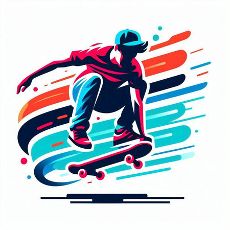 Skateboarder in action. Vector illustration of a skateboarder.のイラスト素材