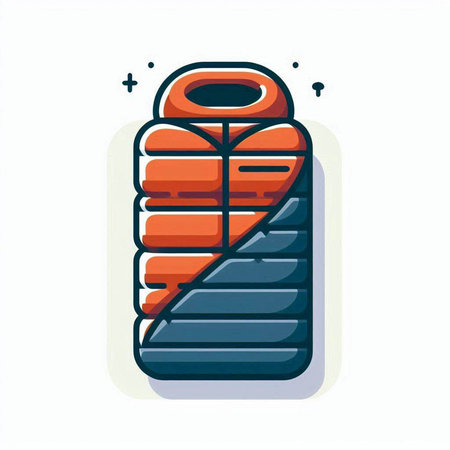 Vector illustration of sleeping bag icon in flat style isolated on white background.のイラスト素材