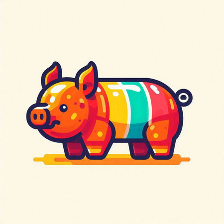 Piggy bank icon. Vector illustration of a piggy bank.のイラスト素材
