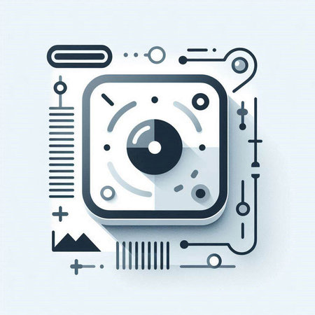 Electronic circuit board, futuristic user interface (UI) vector illustration.のイラスト素材