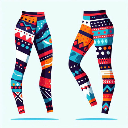 Vector illustration of colorful leggings. Women's leggings.のイラスト素材