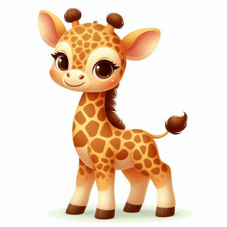 Cute cartoon giraffe isolated on white background. Vector illustration.のイラスト素材