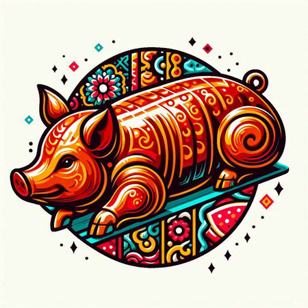 Vector image of a pig, symbol of the 2019 Chinese New Yearのイラスト素材