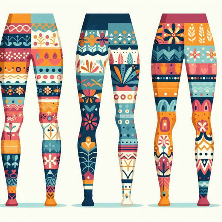 Colorful women's leggings with ethnic pattern. Vector illustration.のイラスト素材