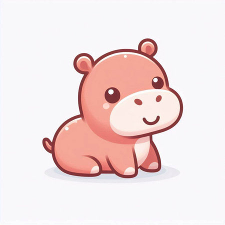 Cute hippopotamus on white background. Vector cartoon illustration.のイラスト素材
