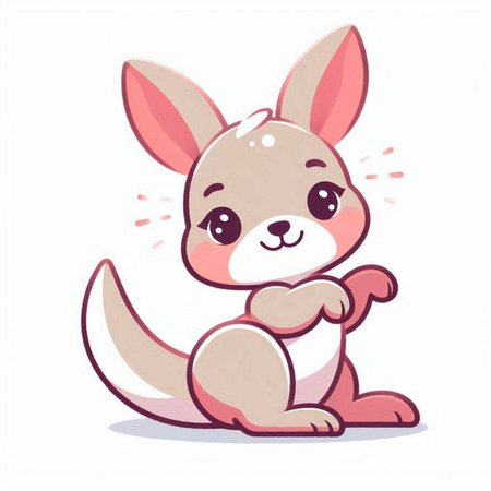 Cute kangaroo isolated on white background. Vector illustration.のイラスト素材