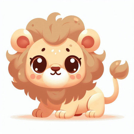 Cute cartoon lion. Vector illustration isolated on a white background.のイラスト素材