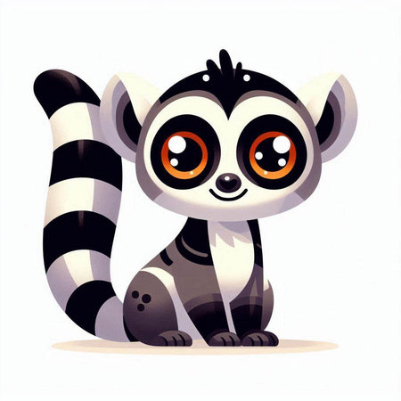 Cute cartoon lemur. Vector illustration isolated on white background.のイラスト素材