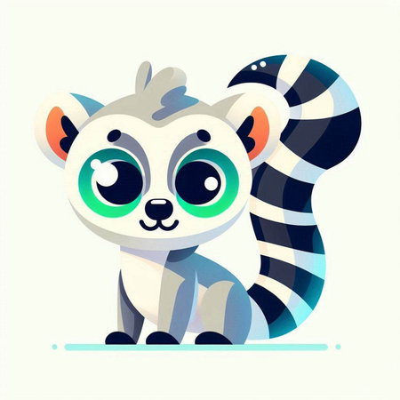 Cute little lemur. Vector illustration in flat cartoon style.のイラスト素材