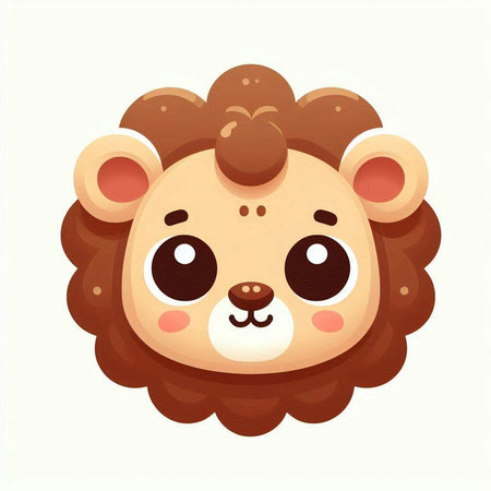 Cute cartoon lion. Vector illustration isolated on a white background.のイラスト素材