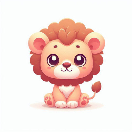 Cute cartoon lion. Vector illustration isolated on a white background.のイラスト素材