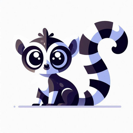 Cute cartoon lemur on a white background. Vector illustration.のイラスト素材