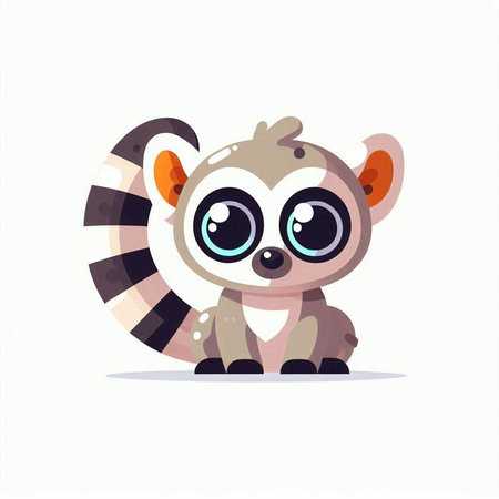 Cute cartoon raccoon. Vector illustration. Isolated on white background.のイラスト素材