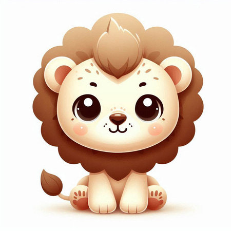 Cute cartoon lion. Vector illustration isolated on a white background.のイラスト素材