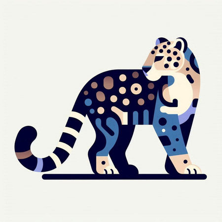 Stylized vector illustration of a leopard on a white backgroundのイラスト素材