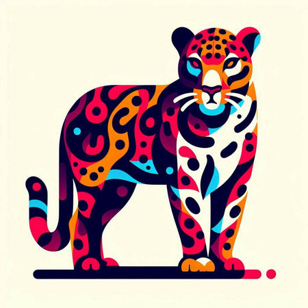 Vector illustration of a stylized leopard in a flat style.のイラスト素材