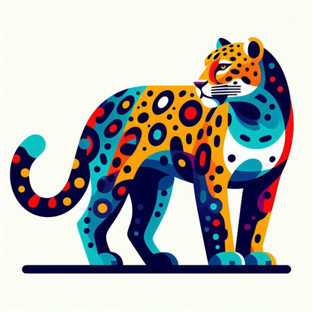 colorful leopard isolated on the white background. vector illustration.のイラスト素材