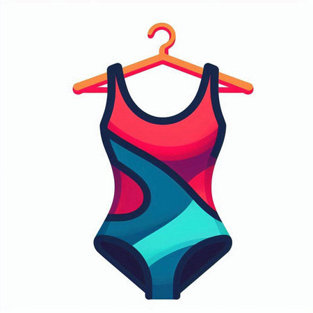 Swimsuit with hanger isolated on white background. Vector illustration.のイラスト素材