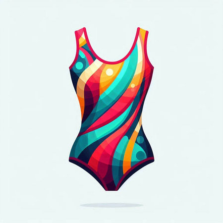 Swimsuit with colorful pattern. Vector illustration of swimsuit.のイラスト素材