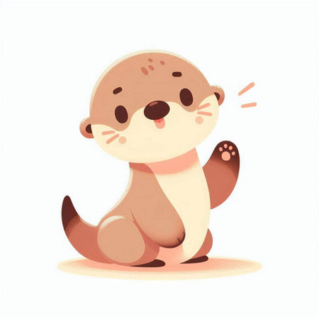 Cute otter. Vector illustration isolated on a white background.のイラスト素材