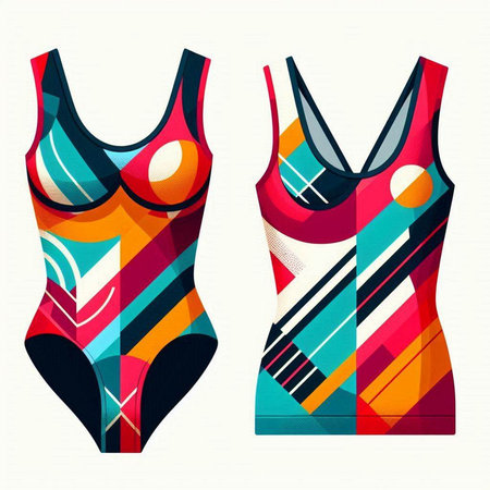 Women's swimsuit with geometric pattern. Vector illustration for your designのイラスト素材