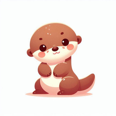 Cute little otter on a white background. Vector illustration.のイラスト素材