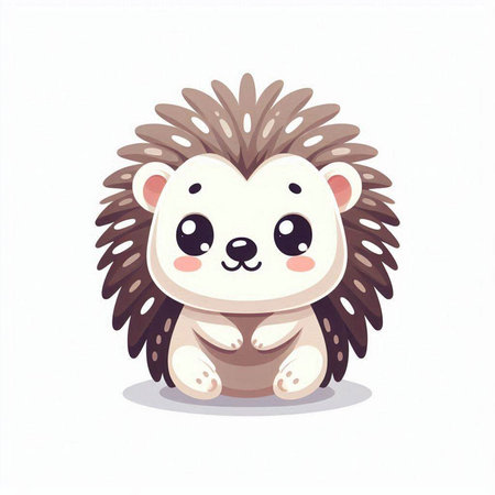 Cute hedgehog cartoon character. Vector illustration isolated on white background.のイラスト素材