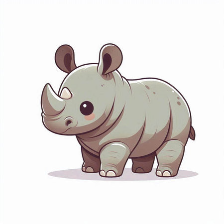 Cute cartoon rhinoceros isolated on white background. Vector illustration.のイラスト素材