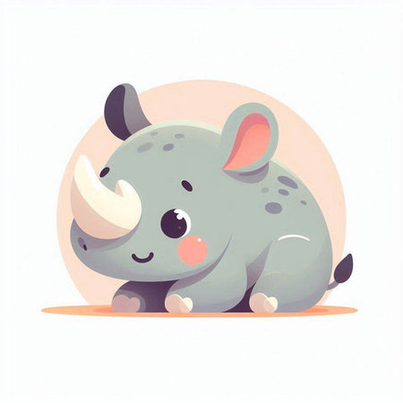 Cute baby rhinoceros. Vector illustration in cartoon style.のイラスト素材