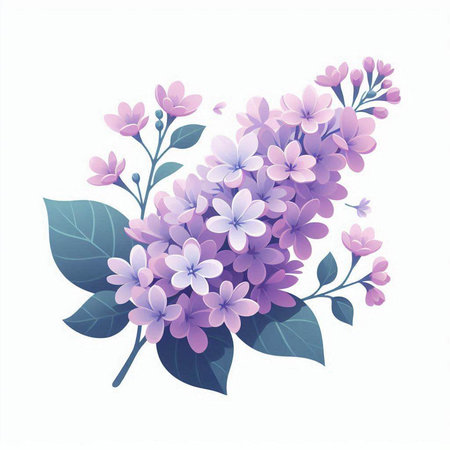 Beautiful lilac bouquet on white background. Vector illustration.のイラスト素材