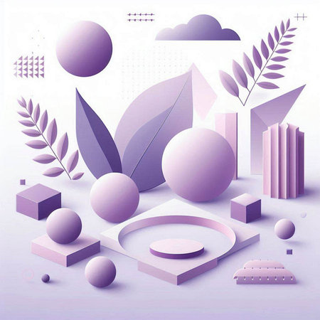 Abstract 3d geometric composition. Minimalistic composition with geometrical shapes and elements. Vector illustration.のイラスト素材
