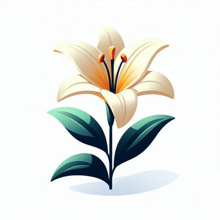 White lily on a white background. Vector illustration. Eps 10のイラスト素材