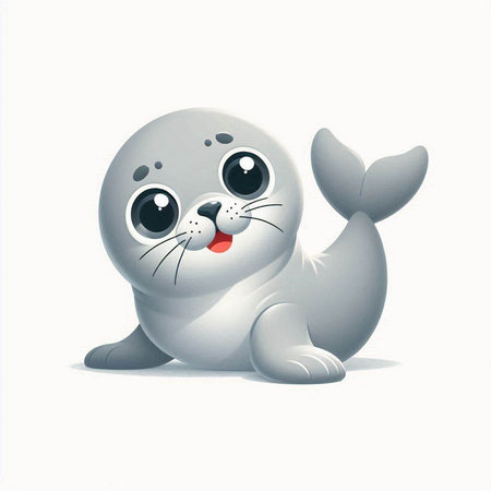 Cute seal on a white background. Cartoon. Vector illustration.のイラスト素材