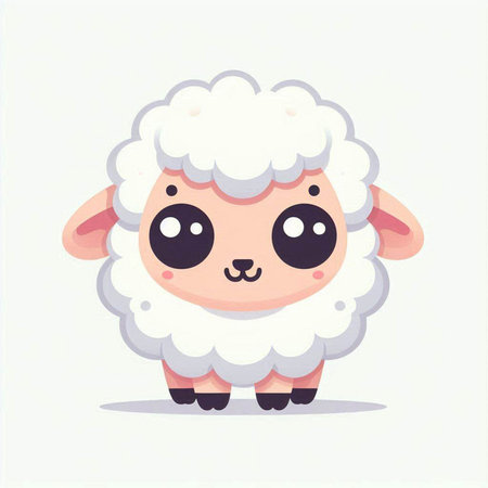 Cute cartoon sheep. Vector illustration isolated on a white background.のイラスト素材