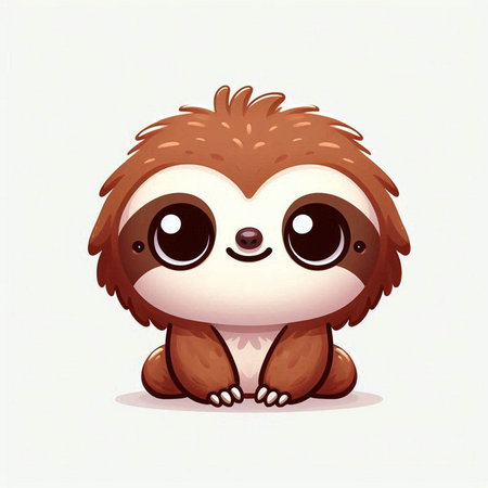 Cute cartoon sloth on a white background. Vector illustration.のイラスト素材
