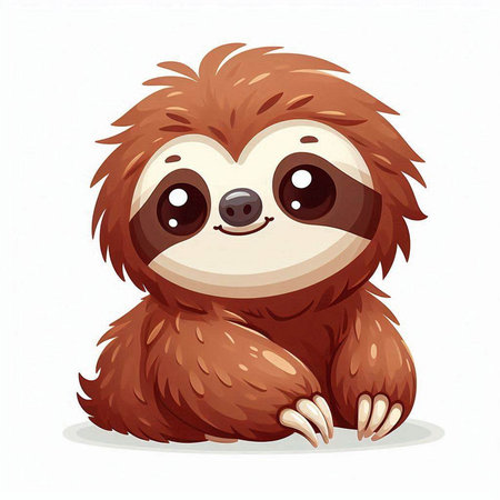 Cute cartoon sloth. Vector illustration isolated on white background.のイラスト素材