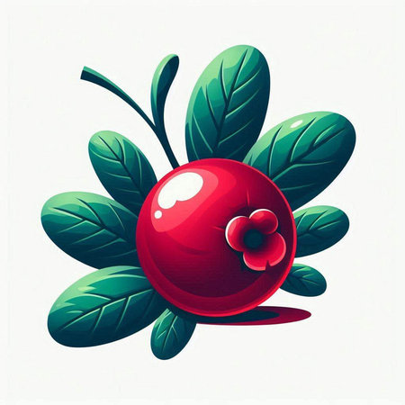 Cranberry with leaves on a white background. Vector illustration.のイラスト素材