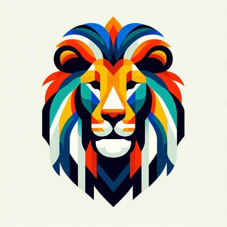 Lion head colorful vector illustration. Symbol of the year 2022.のイラスト素材
