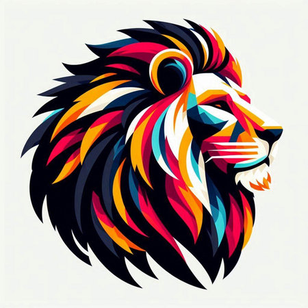 Lion head vector illustration. Colorful lion head vector illustration.のイラスト素材