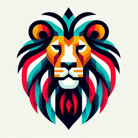 Lion head colorful vector illustration. Symbol of the year 2022.のイラスト素材