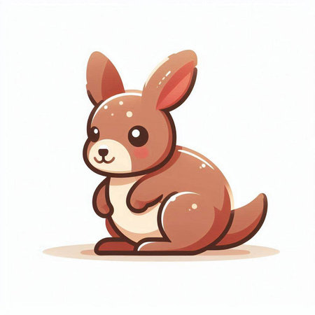Cute cartoon kangaroo isolated on white background. Vector illustration.のイラスト素材
